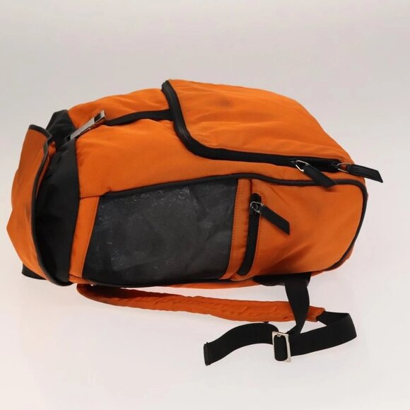 GUCCI Backpack Nylon Leather Orange Black Silver Auth bs28642 - Picture 6 of 14